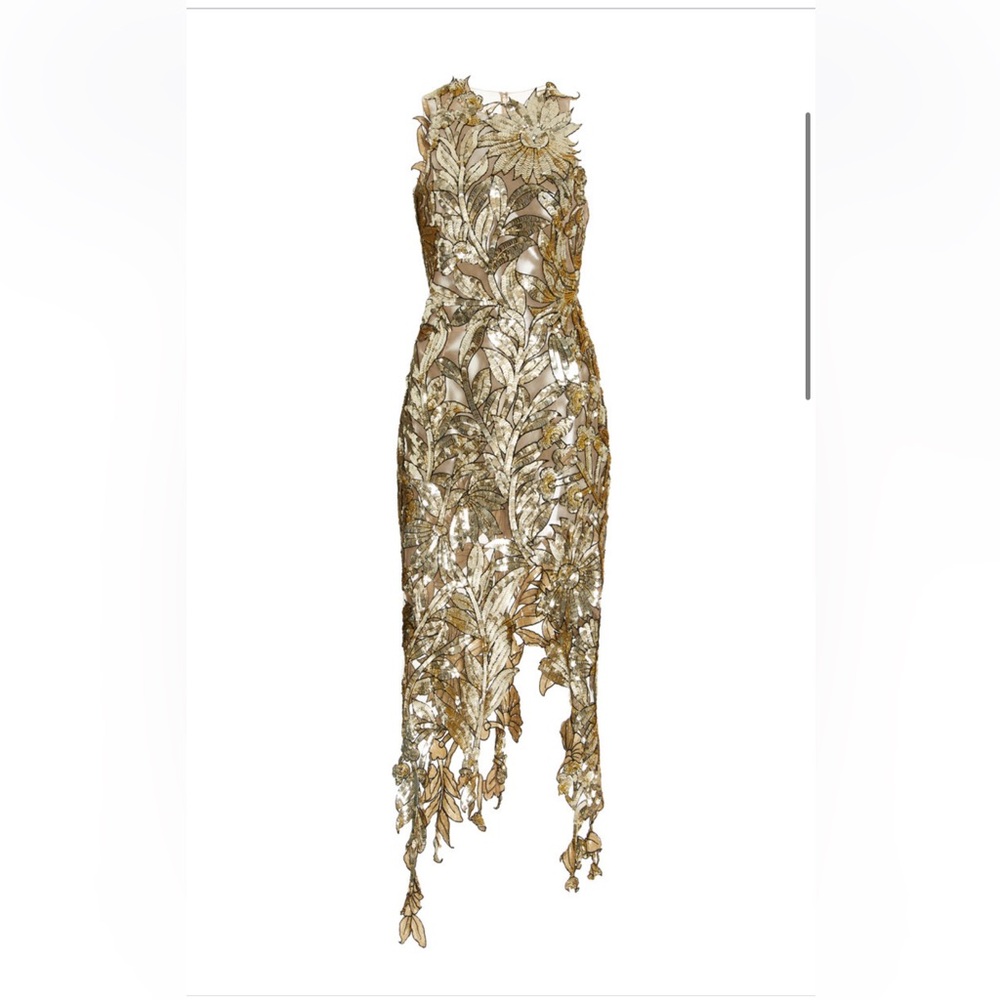 Oscar de la Renta floral sequined tulle midi dress